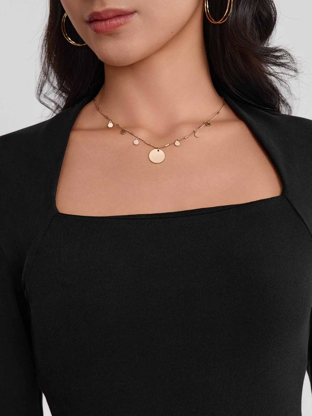 ASOBIO Square-Neck Knit Mini Dress