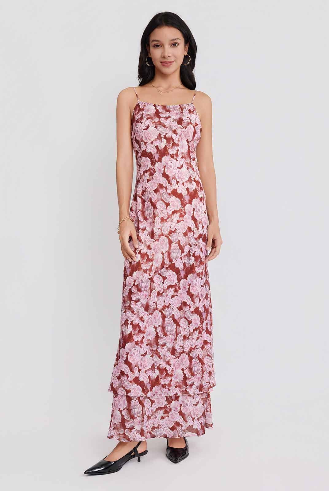 ASOBIO Printed Cami Trumpet Maxi Dress