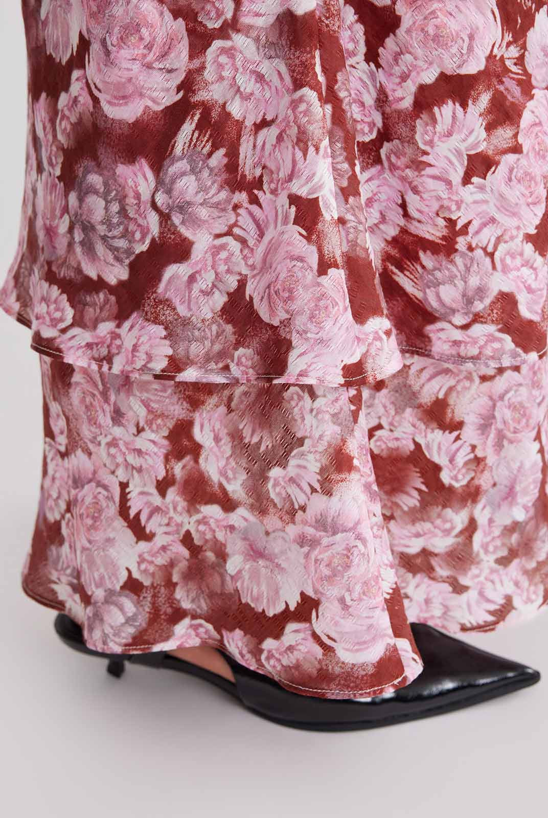 ASOBIO Printed Cami Trumpet Maxi Dress