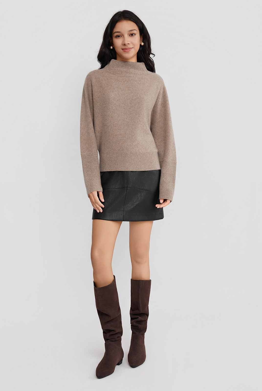 ASOBIO Yak Wool Blend Raglan Pullover Sweater