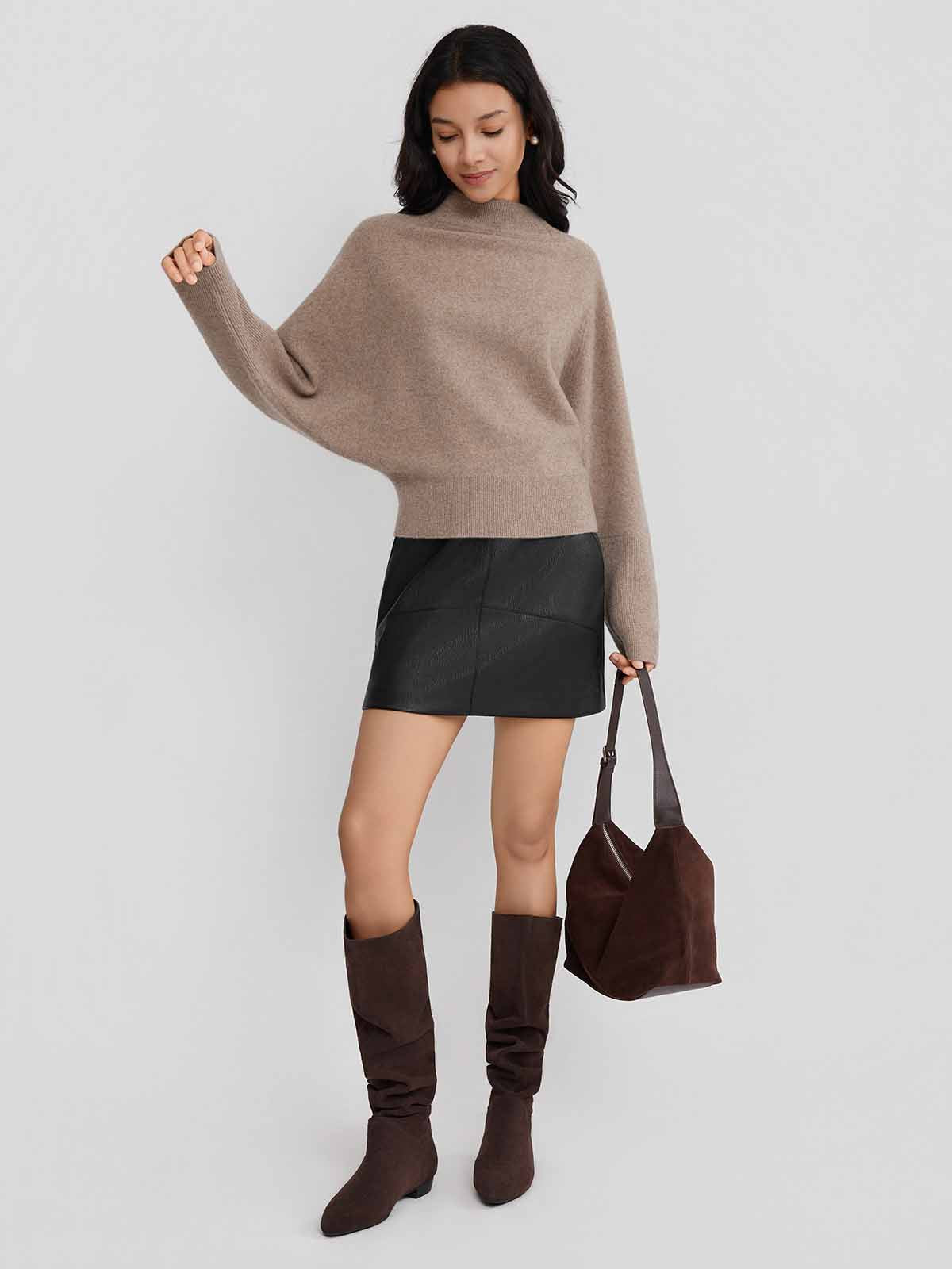 ASOBIO Yak Wool Blend Raglan Pullover Sweater