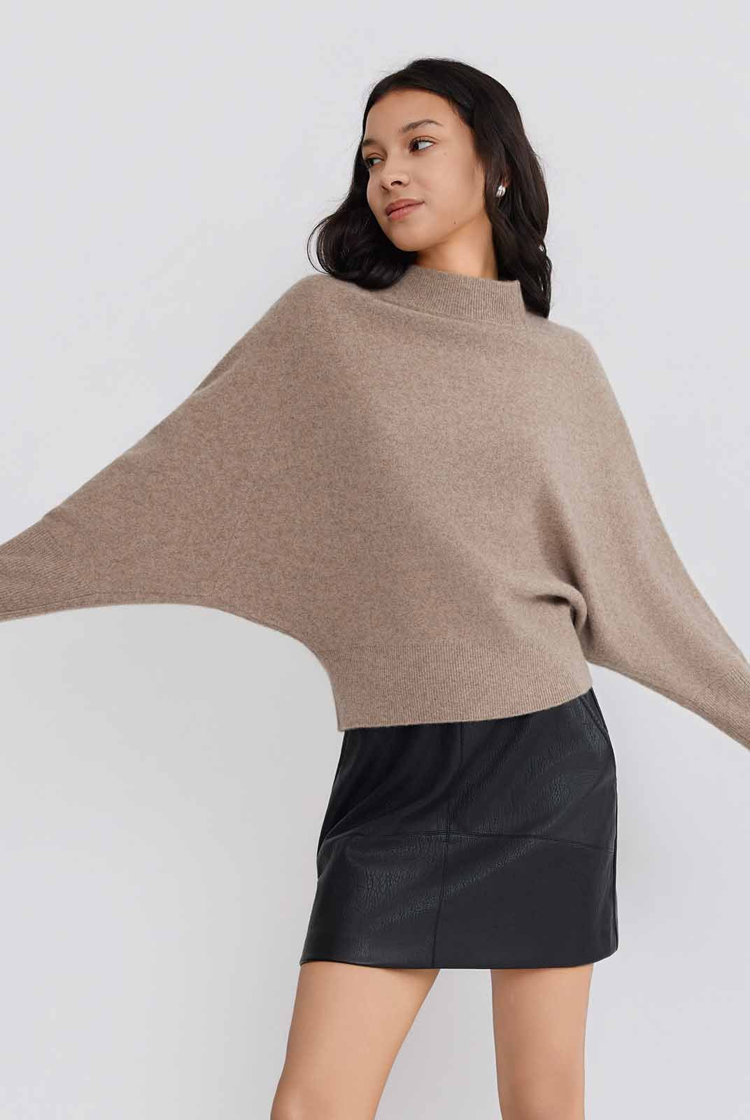 ASOBIO Yak Wool Blend Raglan Pullover Sweater