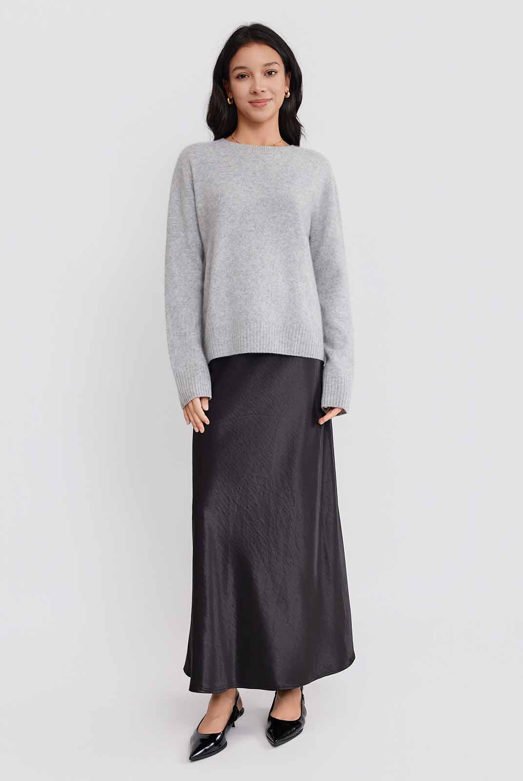 ASOBIO Wool-Cashmere Crewneck Pullover Sweater