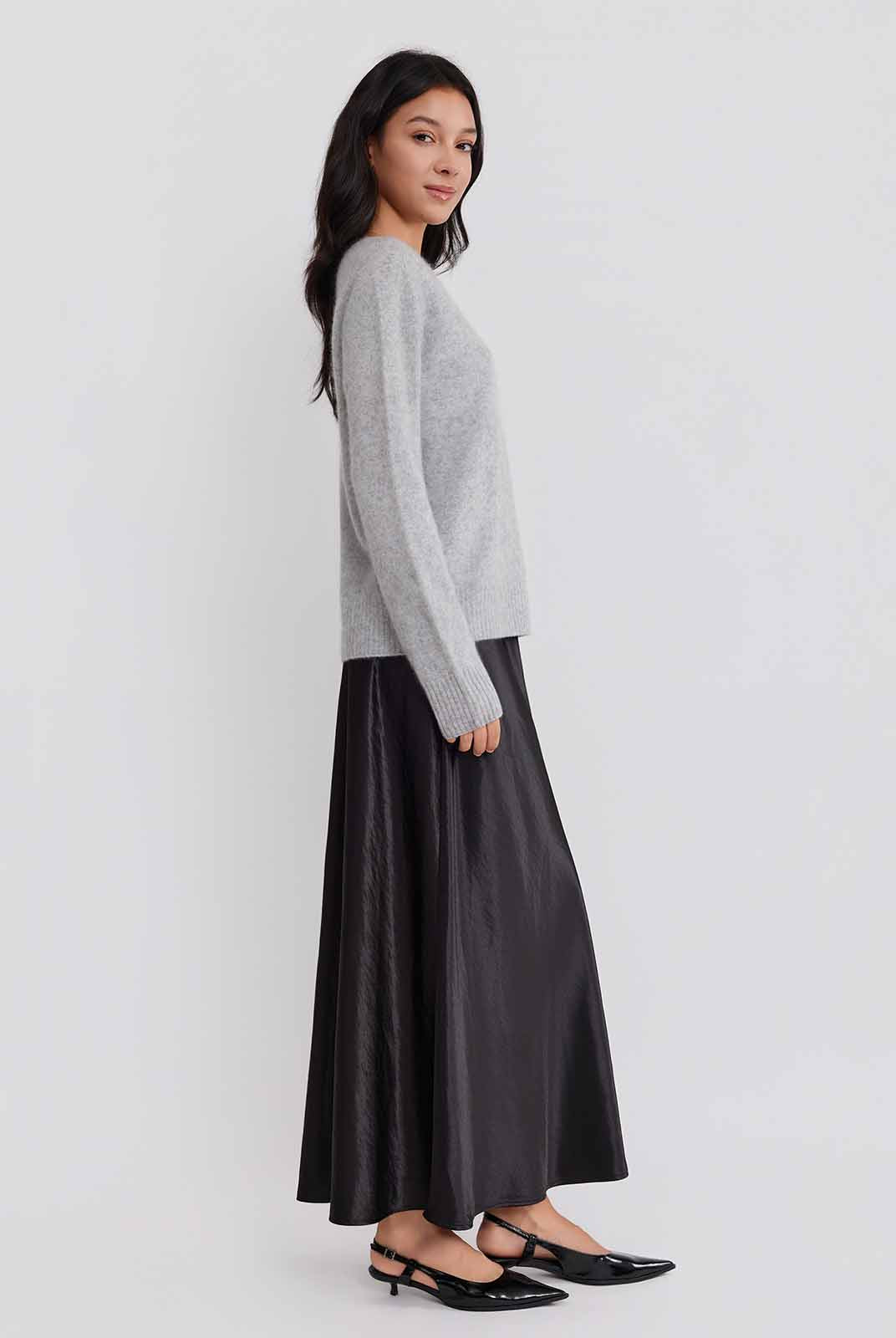 ASOBIO Wool-Cashmere Crewneck Pullover Sweater