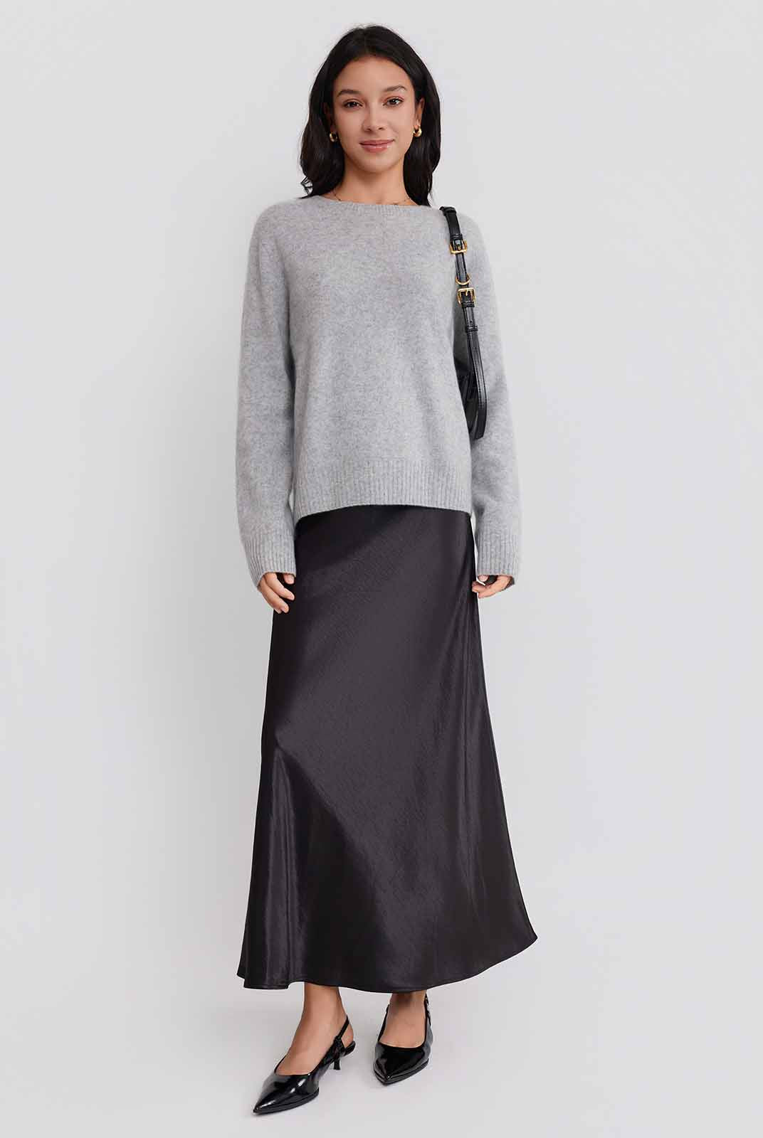 ASOBIO Wool-Cashmere Crewneck Pullover Sweater