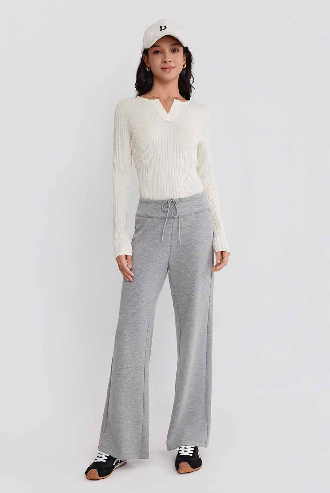 ASOBIO Wide-Leg Pull-On Sweatpants