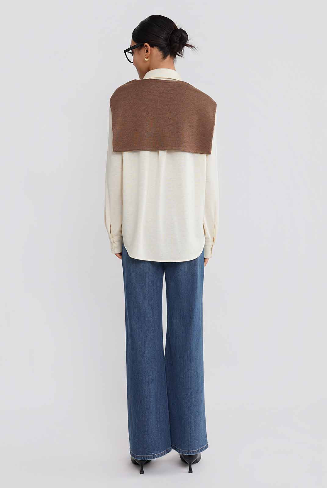 ASOBIO Wool-Blend Shirt with Shoulder Panel