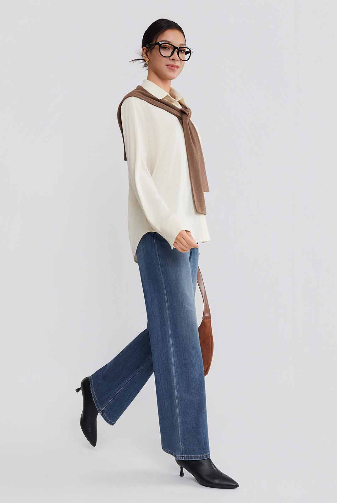 ASOBIO Wool-Blend Shirt with Shoulder Panel