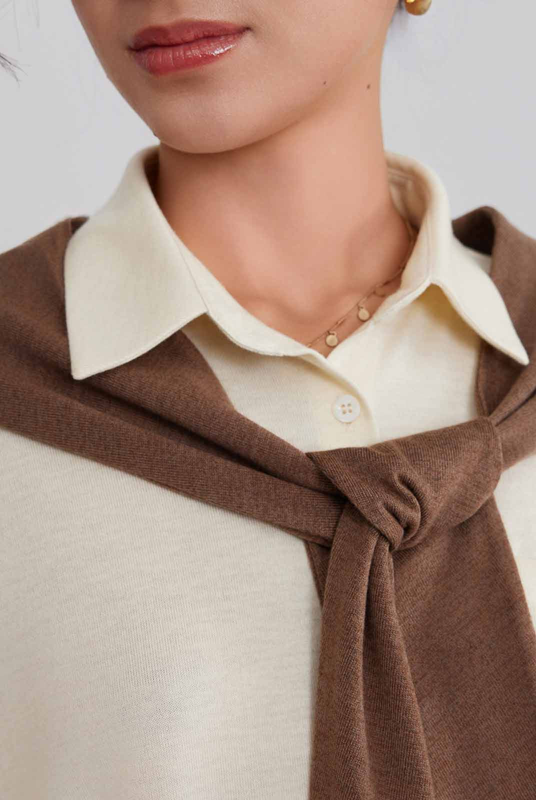 ASOBIO Wool-Blend Shirt with Shoulder Panel