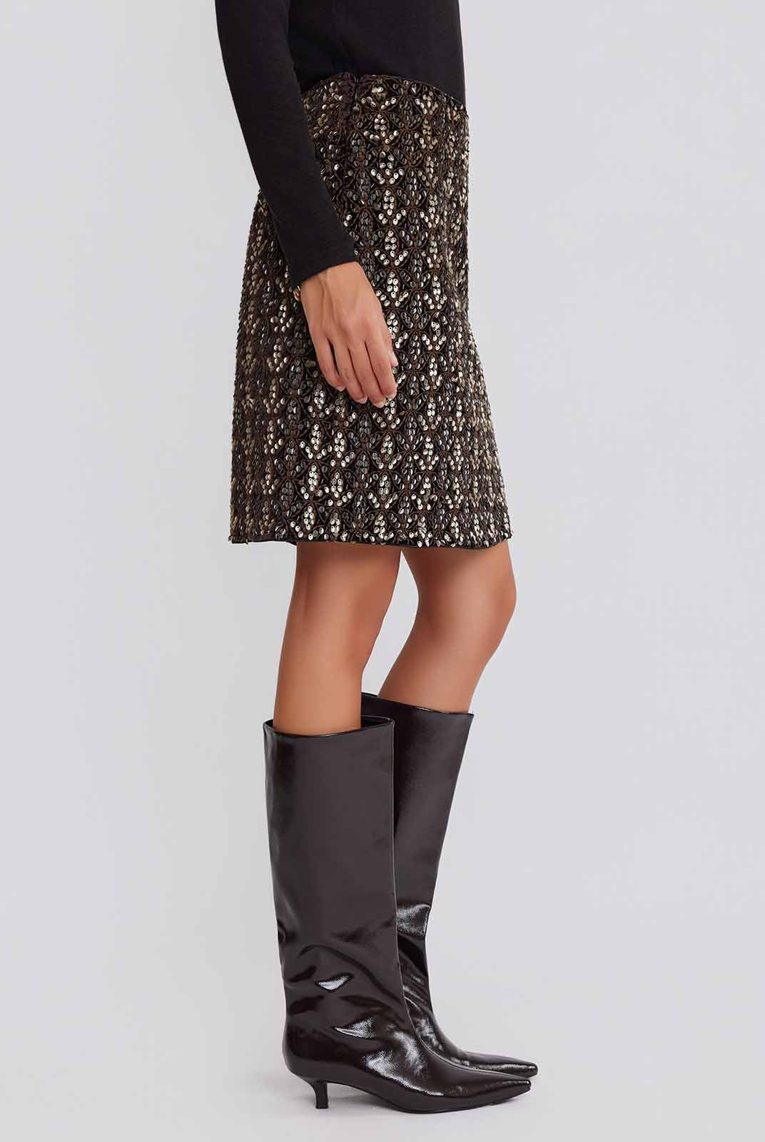 ASOBIO Sequin Embroidered Mini Skirt