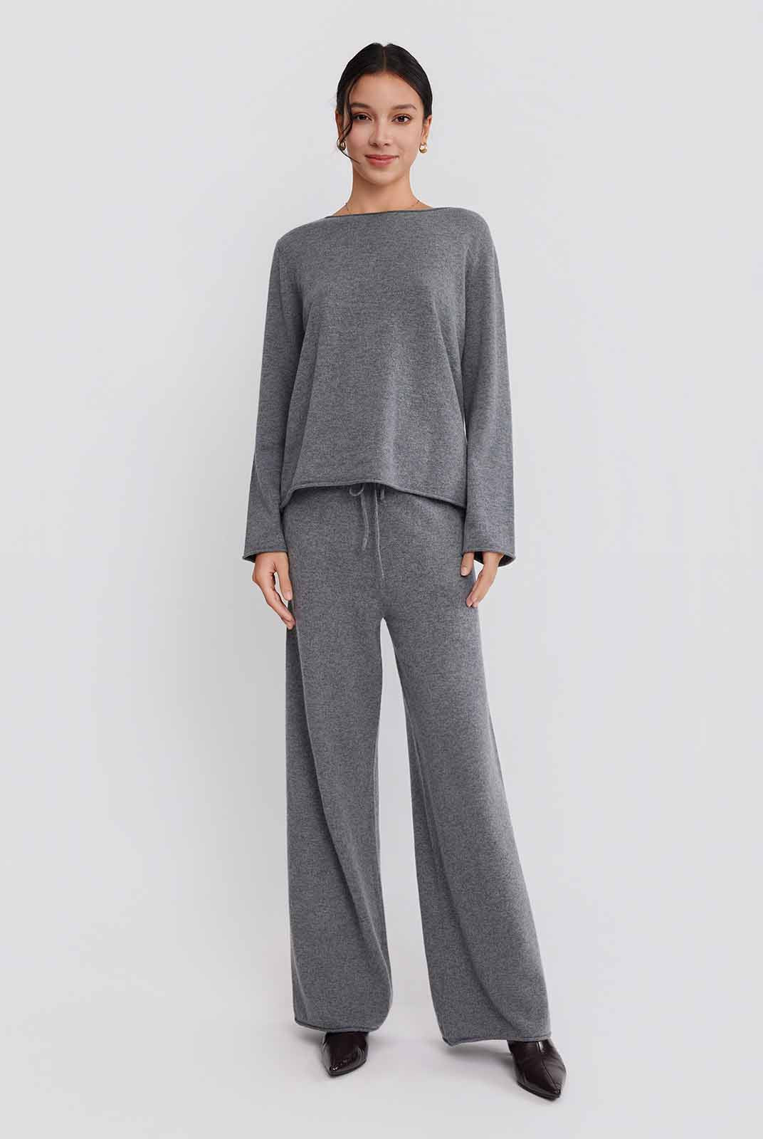 ASOBIO Wool-Cashmere Rolled Edge Pullover Sweater