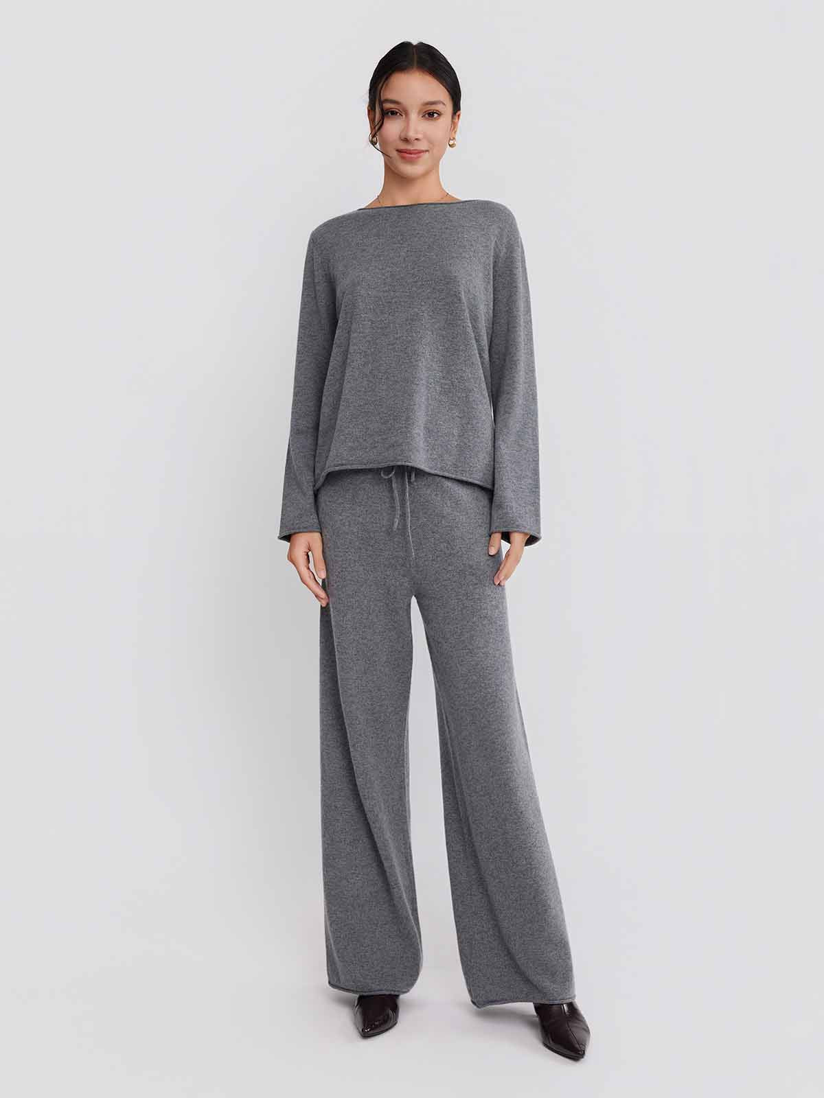 ASOBIO Wool-Cashmere Rolled Edge Pullover Sweater