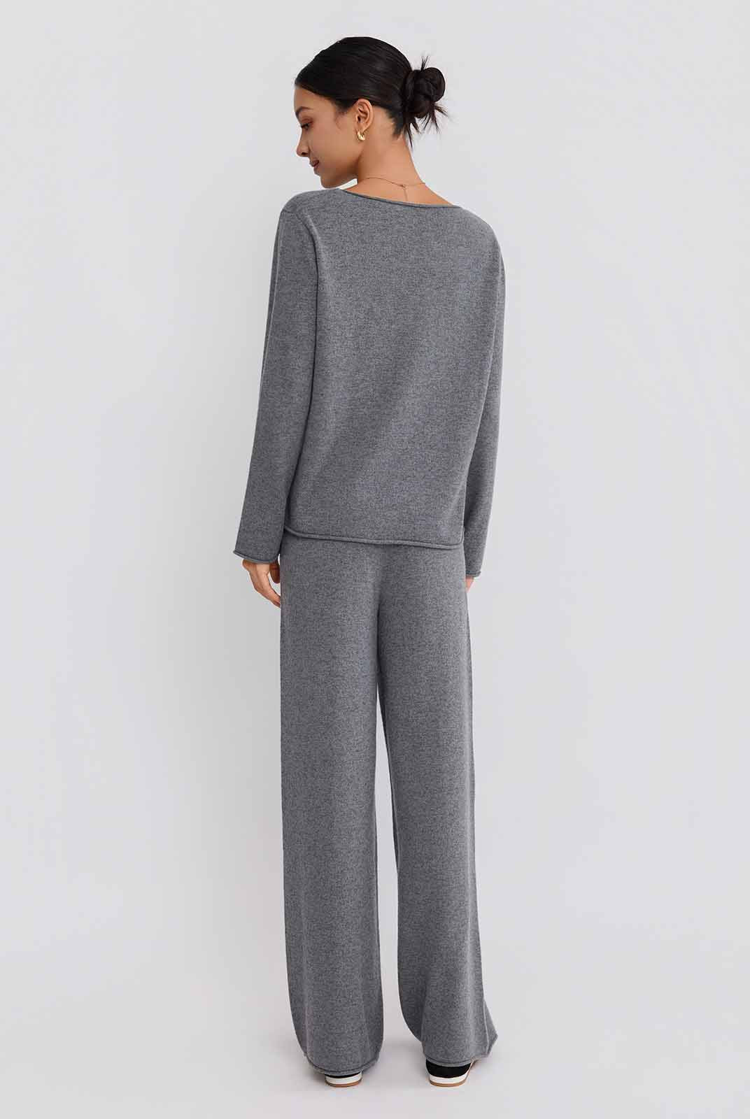 ASOBIO Wool-Cashmere Rolled Edge Pullover Sweater