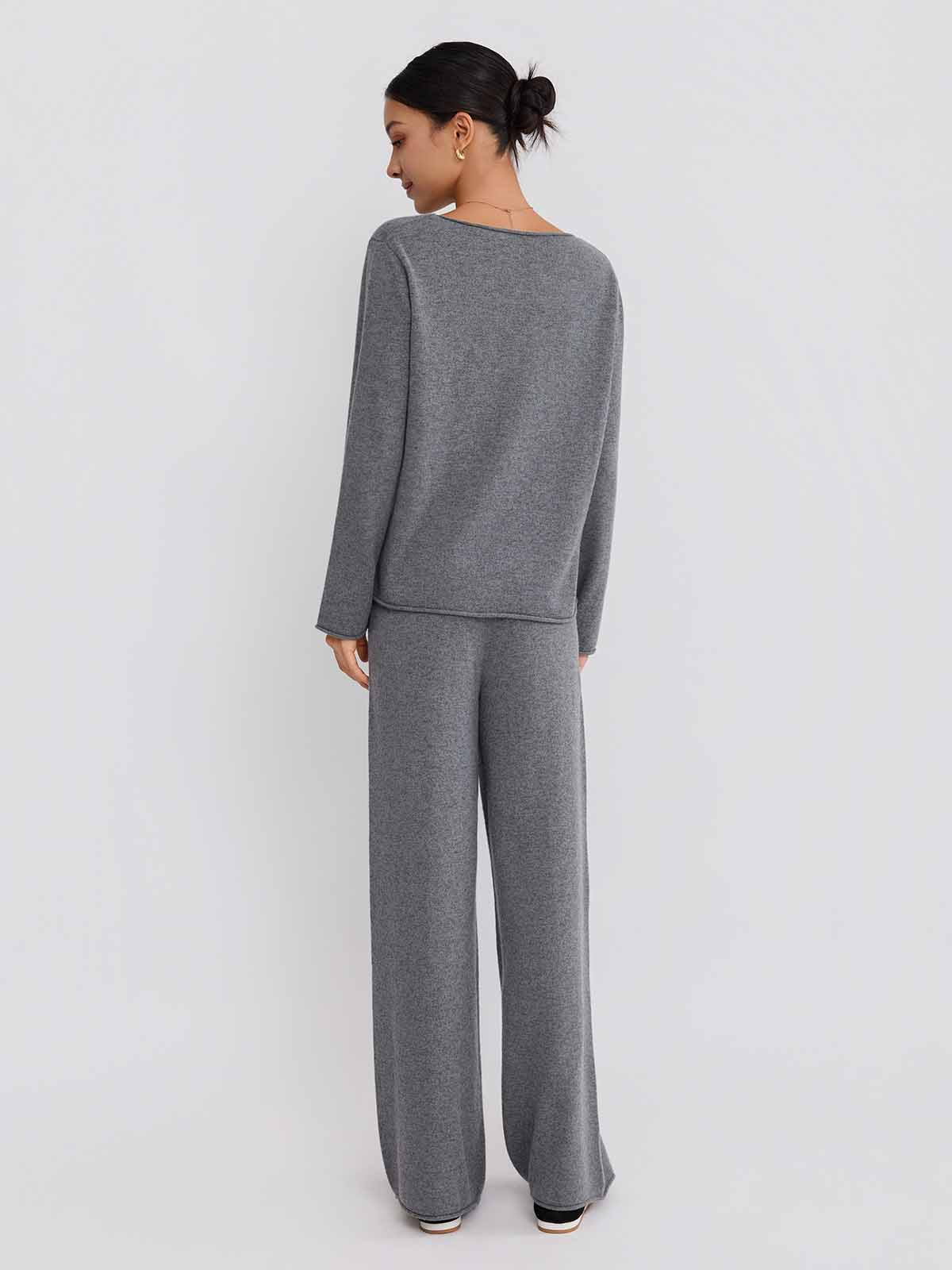 ASOBIO Wool-Cashmere Rolled Edge Pullover Sweater