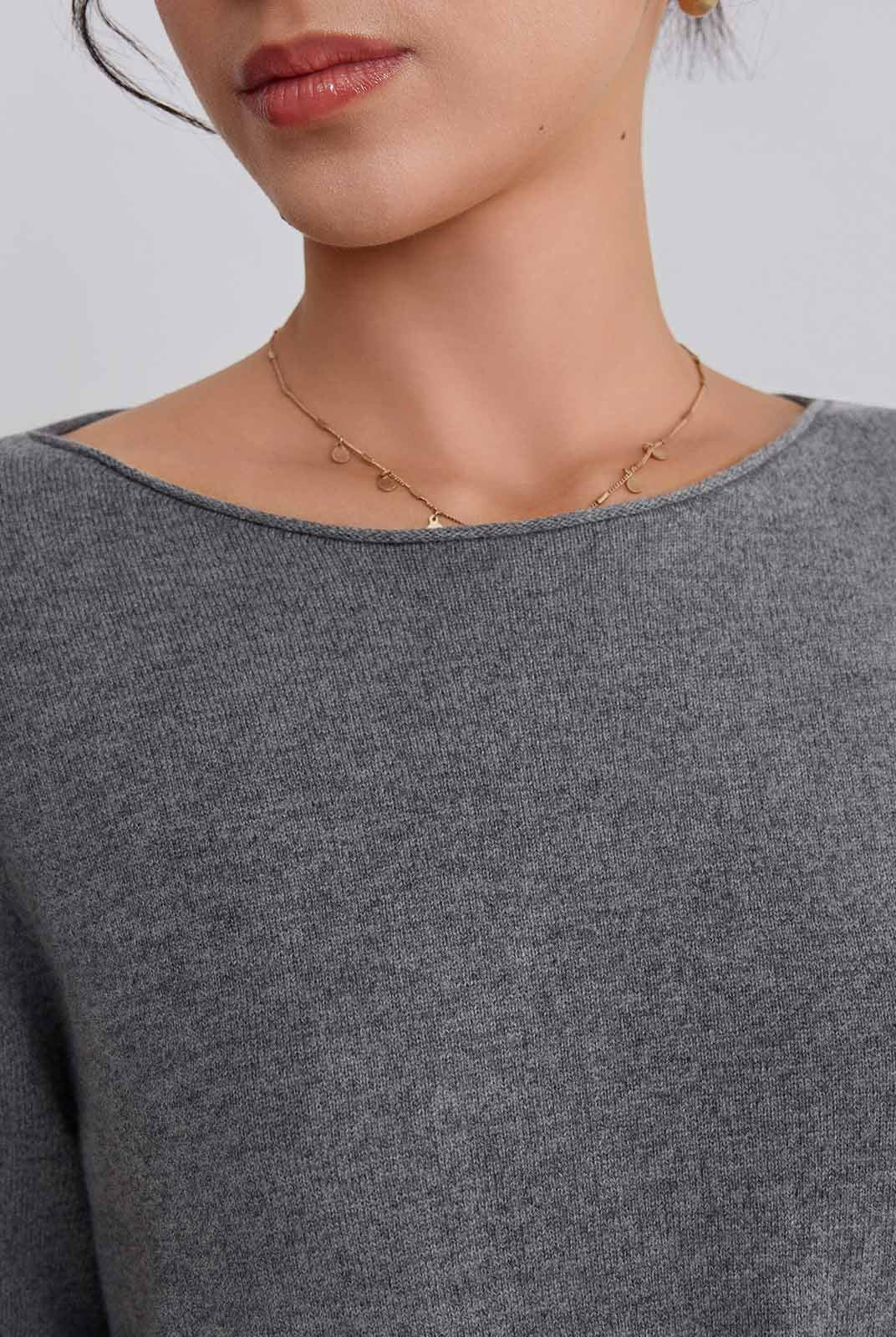 ASOBIO Wool-Cashmere Rolled Edge Pullover Sweater