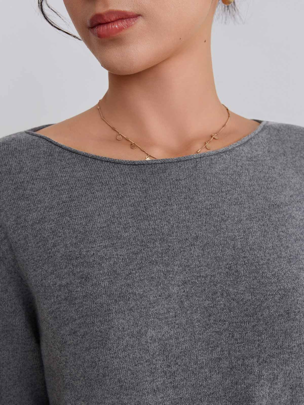 ASOBIO Wool-Cashmere Rolled Edge Pullover Sweater