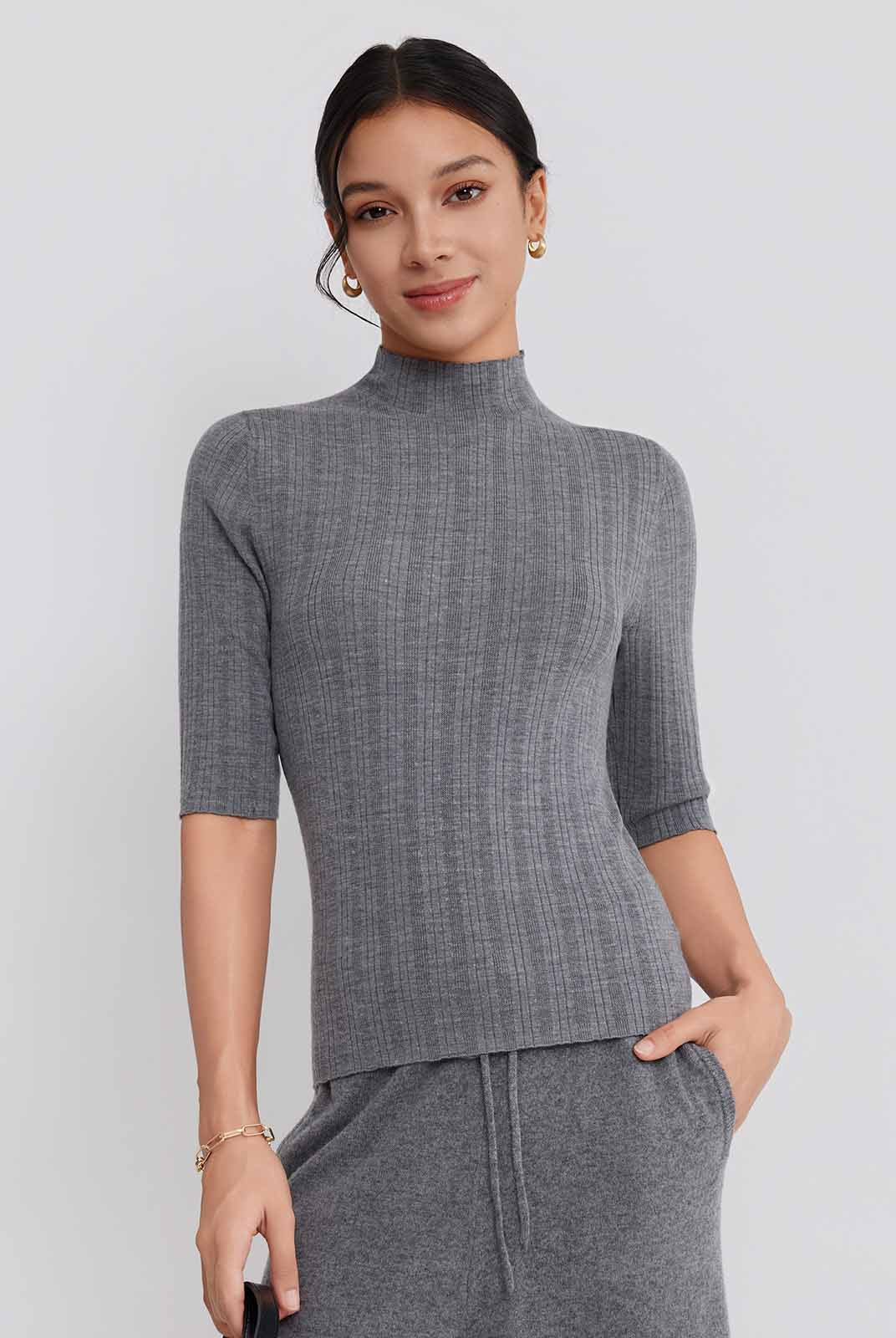 ASOBIO 100% Wool Ribbed Pullover Sweater