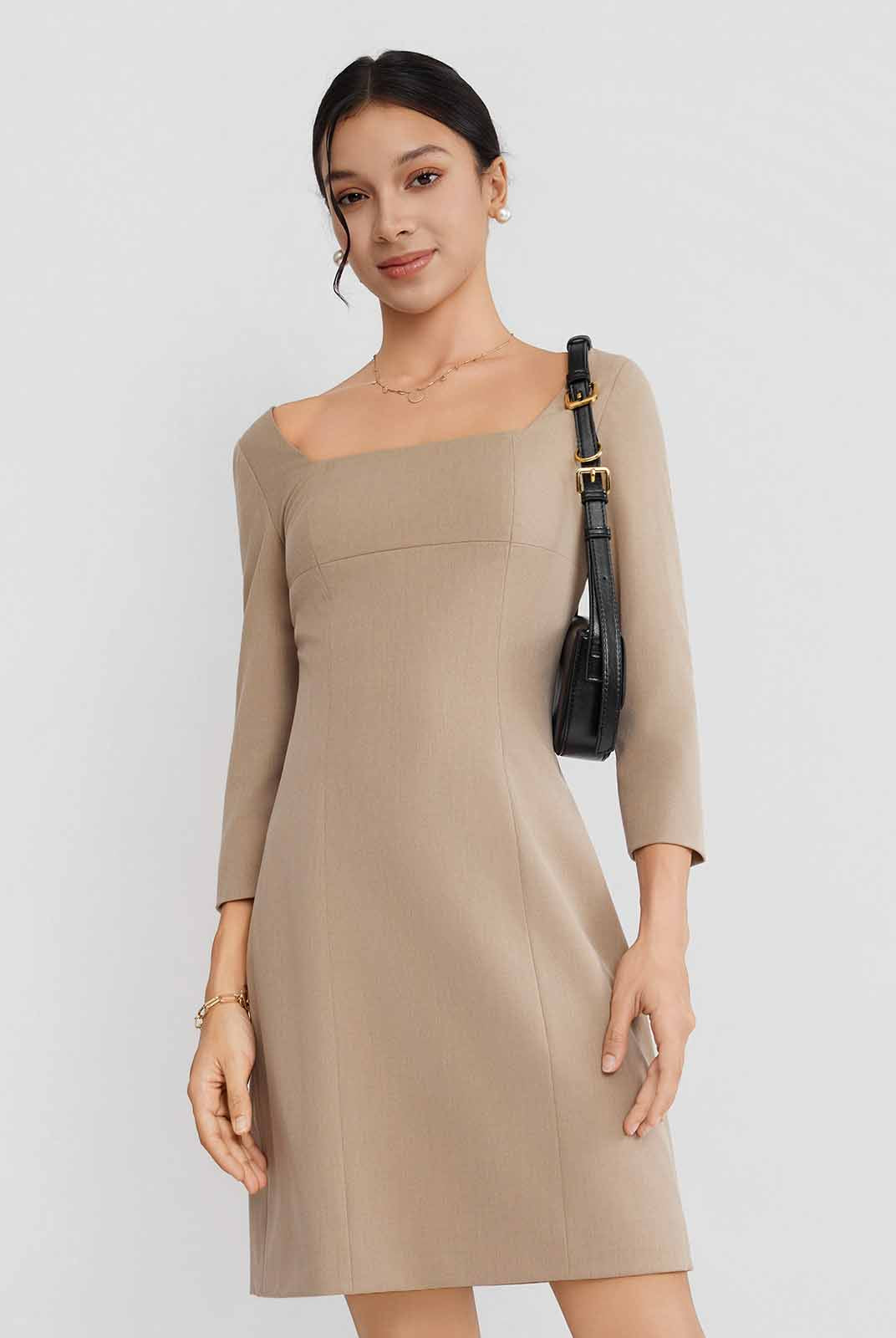 ASOBIO Twill Square-Neck Mini Dress