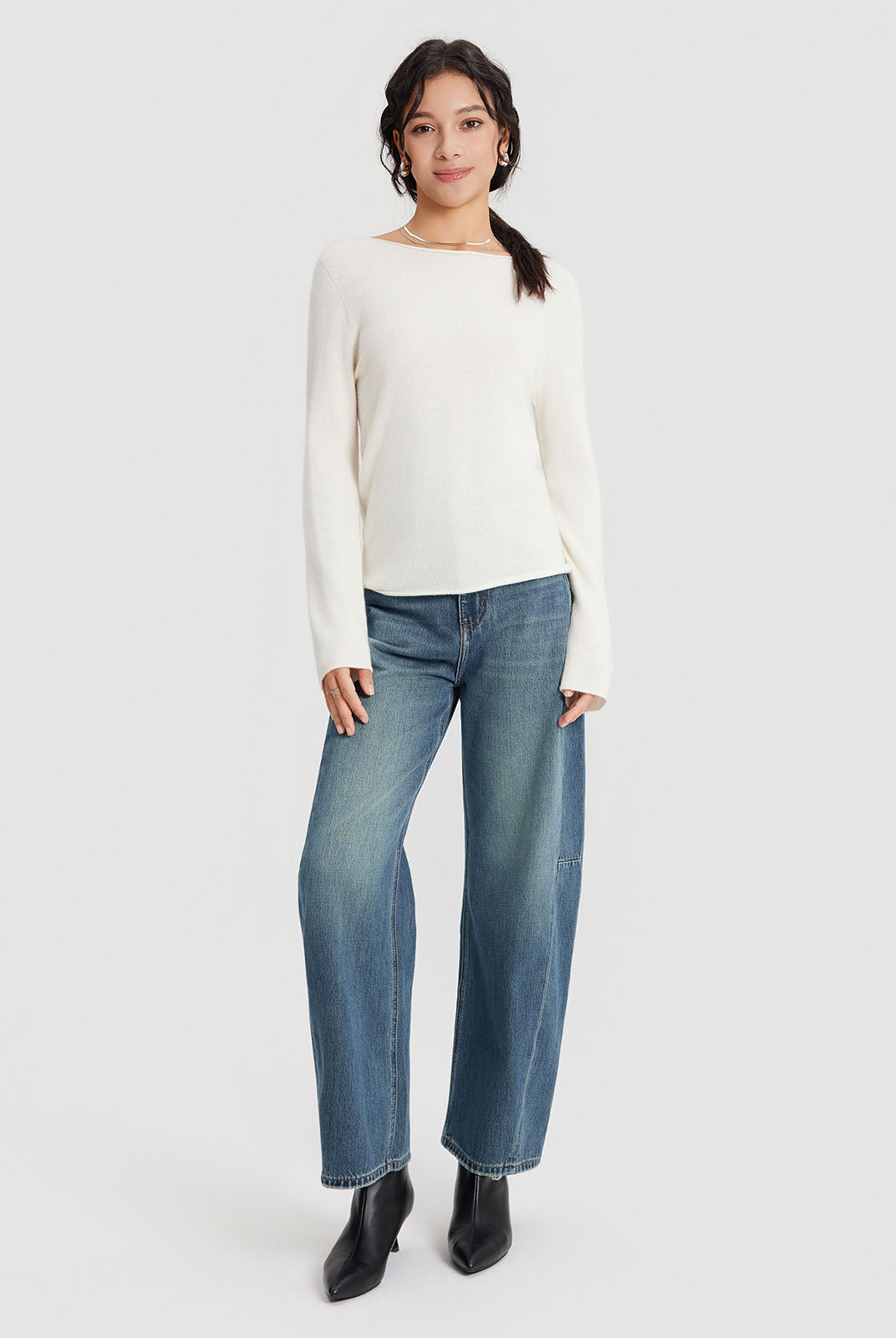 ASOBIO Wool-Cashmere Boatneck Sweater