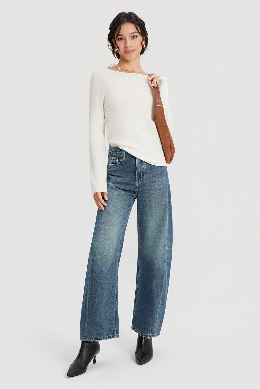 ASOBIO Wool-Cashmere Boatneck Sweater