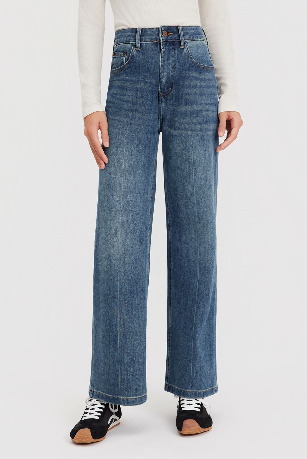 ASOBIO Mid-High Rise Wide-Leg Jeans