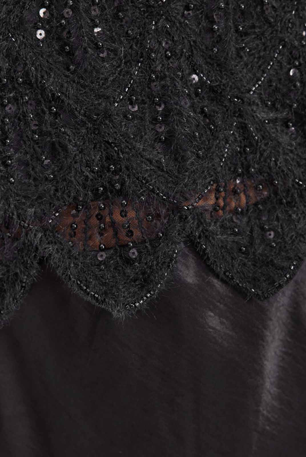 ASOBIO Feather-Trim Knit Cropped Sweater