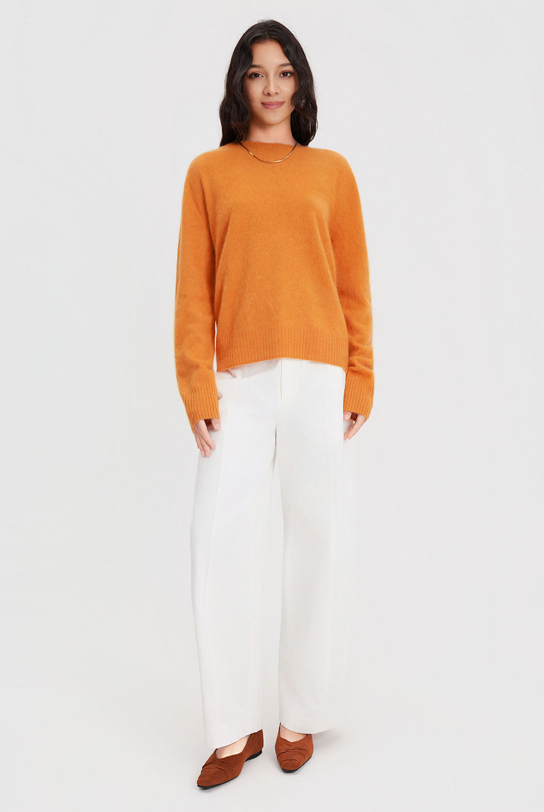 ASOBIO Wool-Cashmere Crewneck Pullover Sweater
