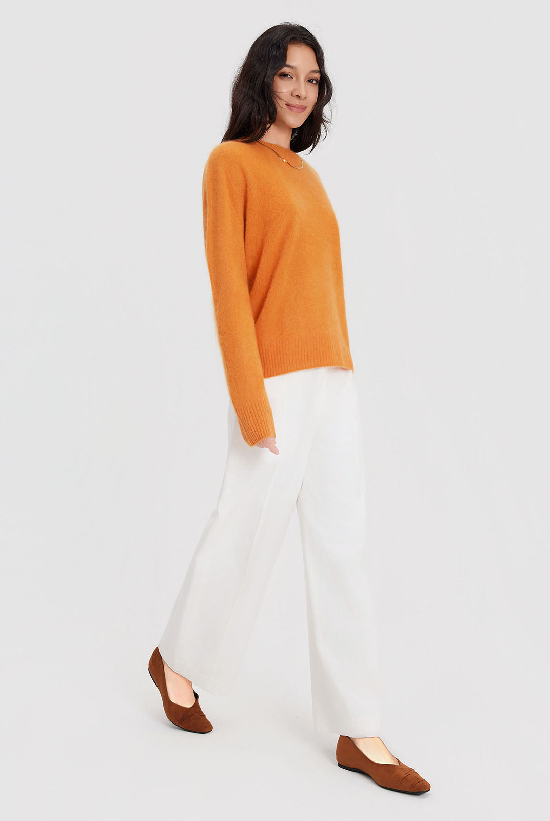 ASOBIO Wool-Cashmere Crewneck Pullover Sweater