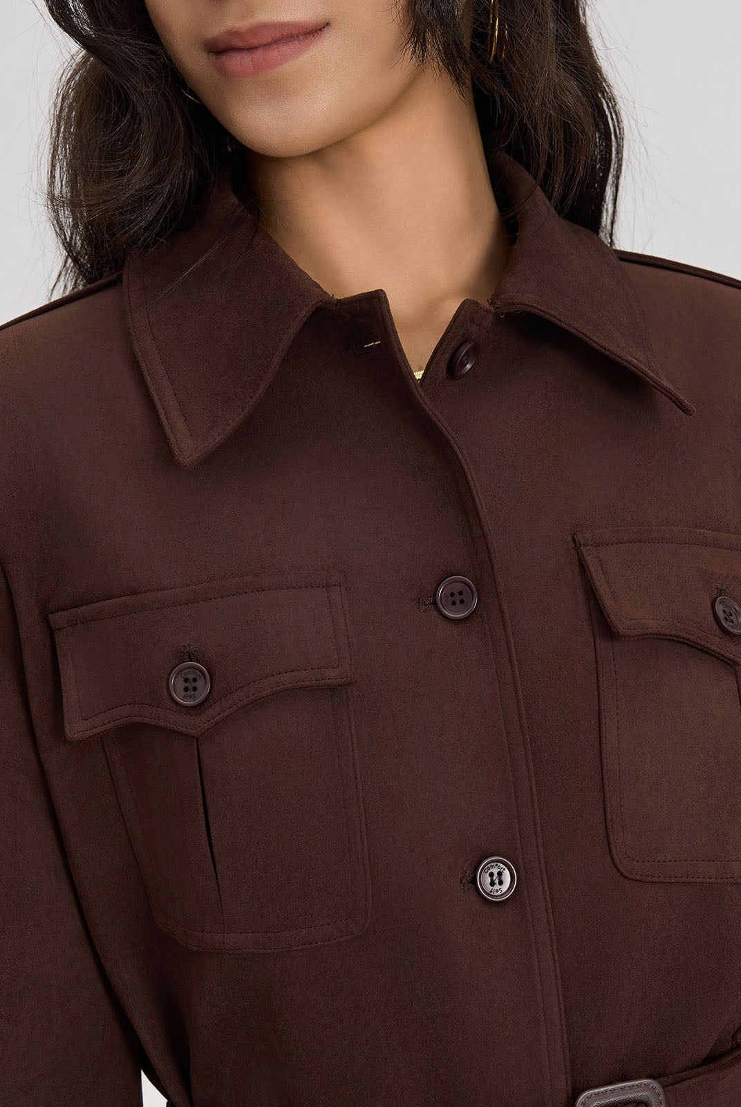ASOBIO Suede Belted Trucker Jacket