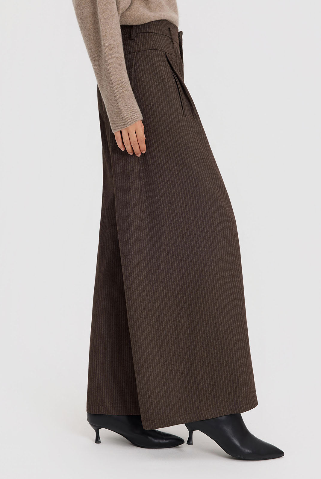 ASOBIO Effortless Pant Pinstripe Wide-Leg Trousers