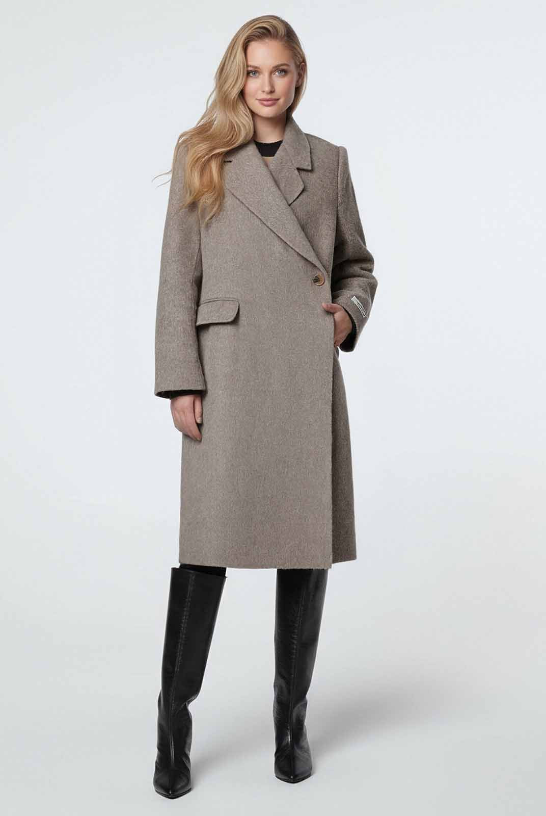 ASOBIO Double-Faced 100% Wool Single-Breasted Long Coat