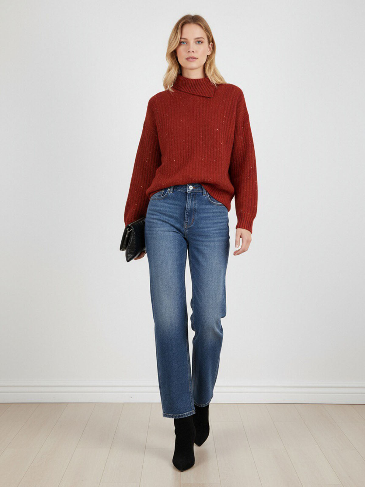 ASOBIO 100% Wool Sequin Sweater