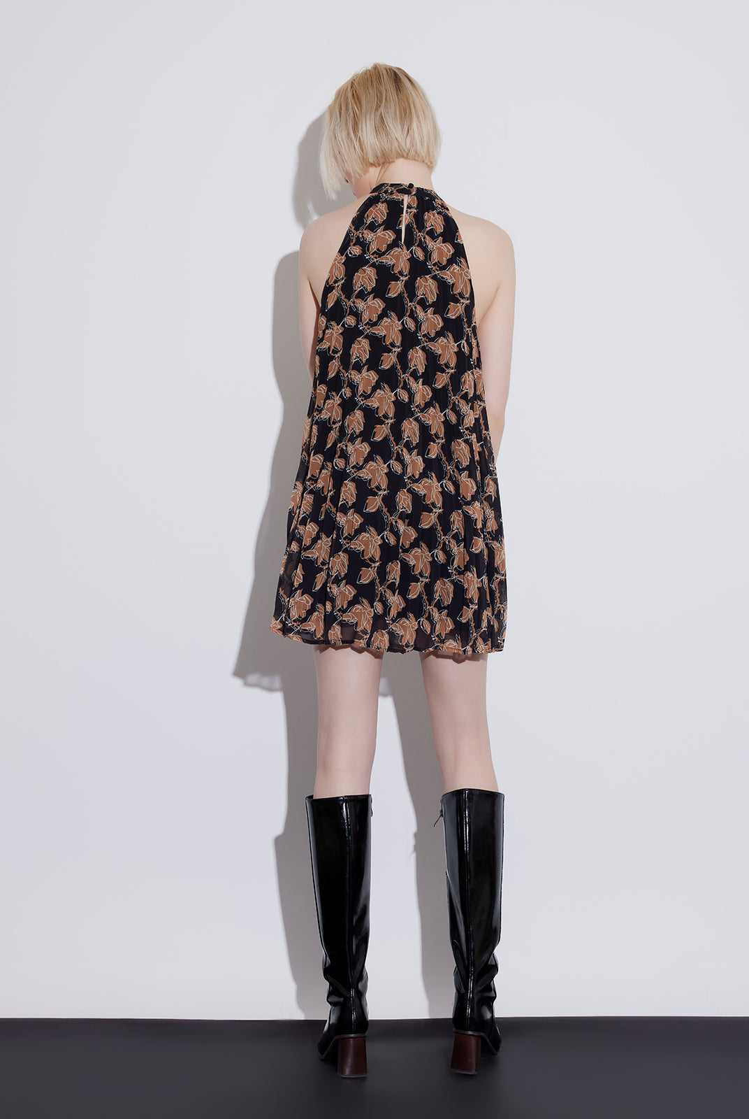 Lightweight Chiffon A-Line Halter Mini Dress