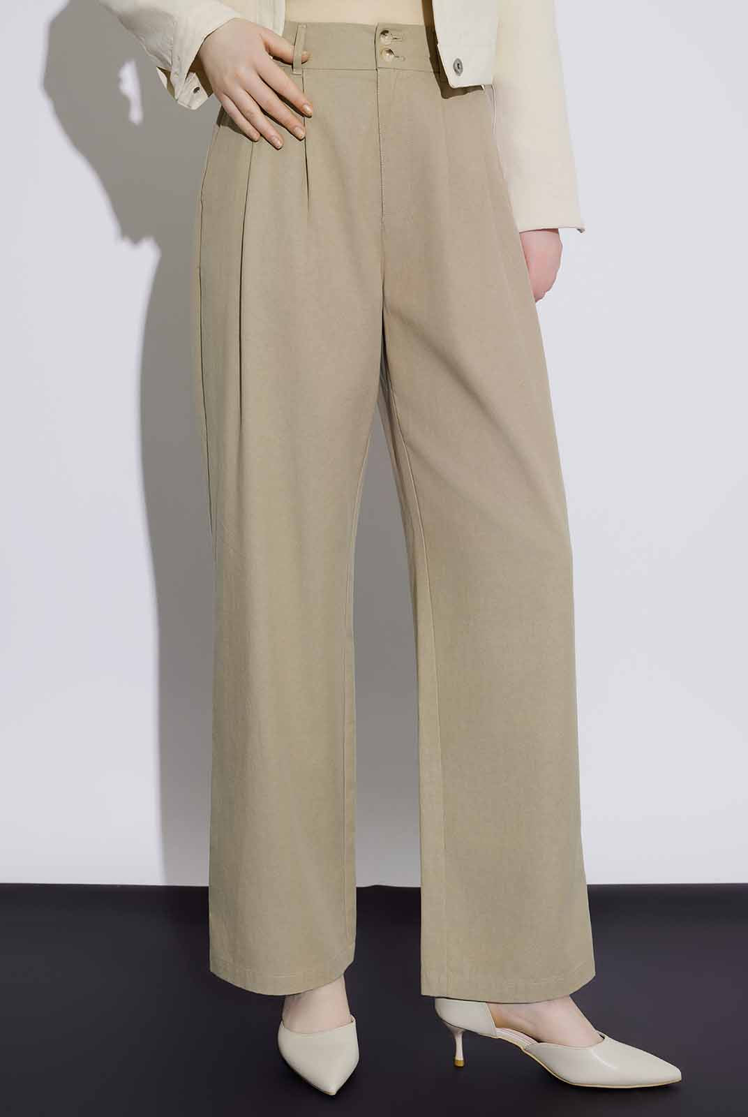 High-Waist Wide-Leg Casual Trousers