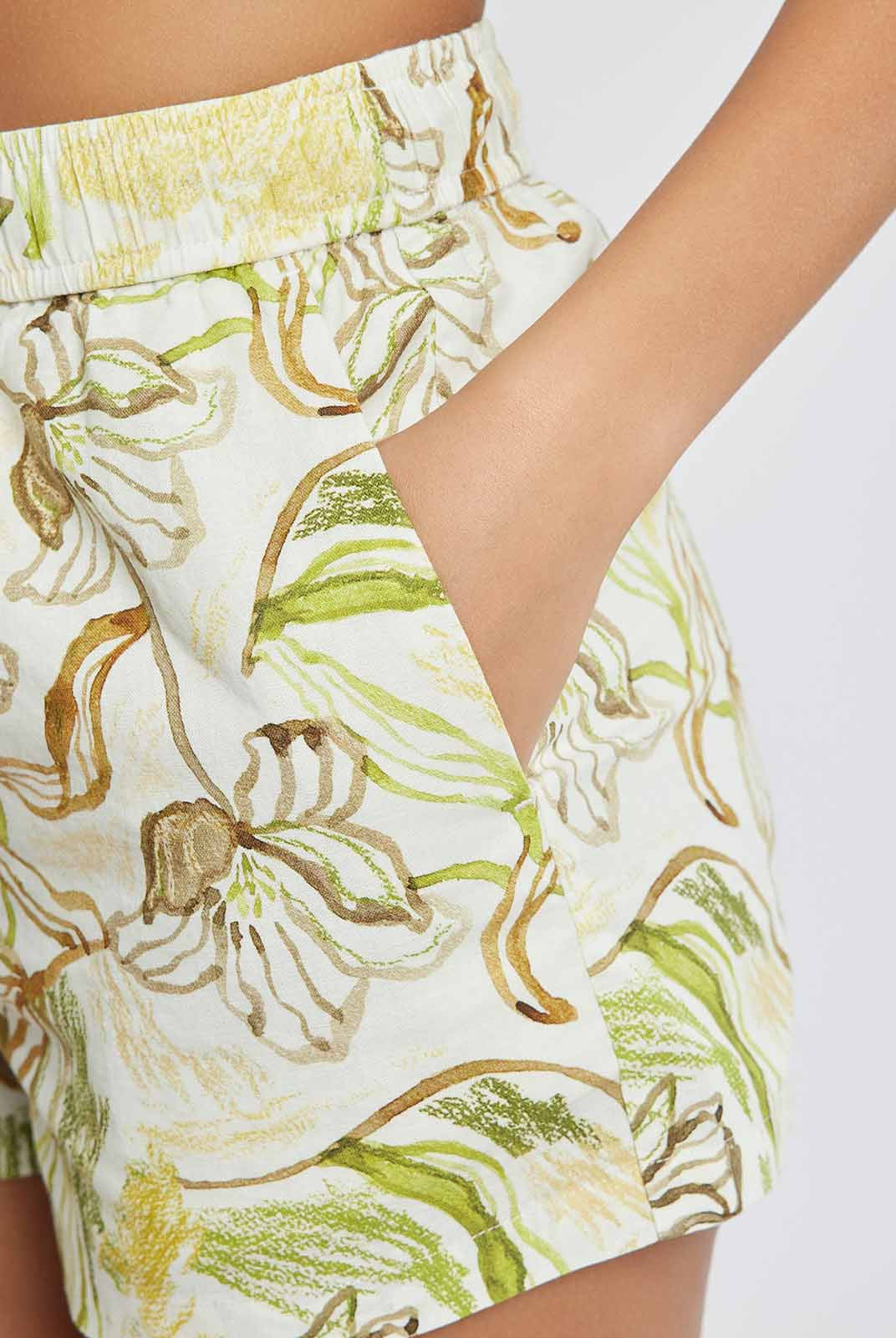 Ramie-Blend Pull-On Shorts