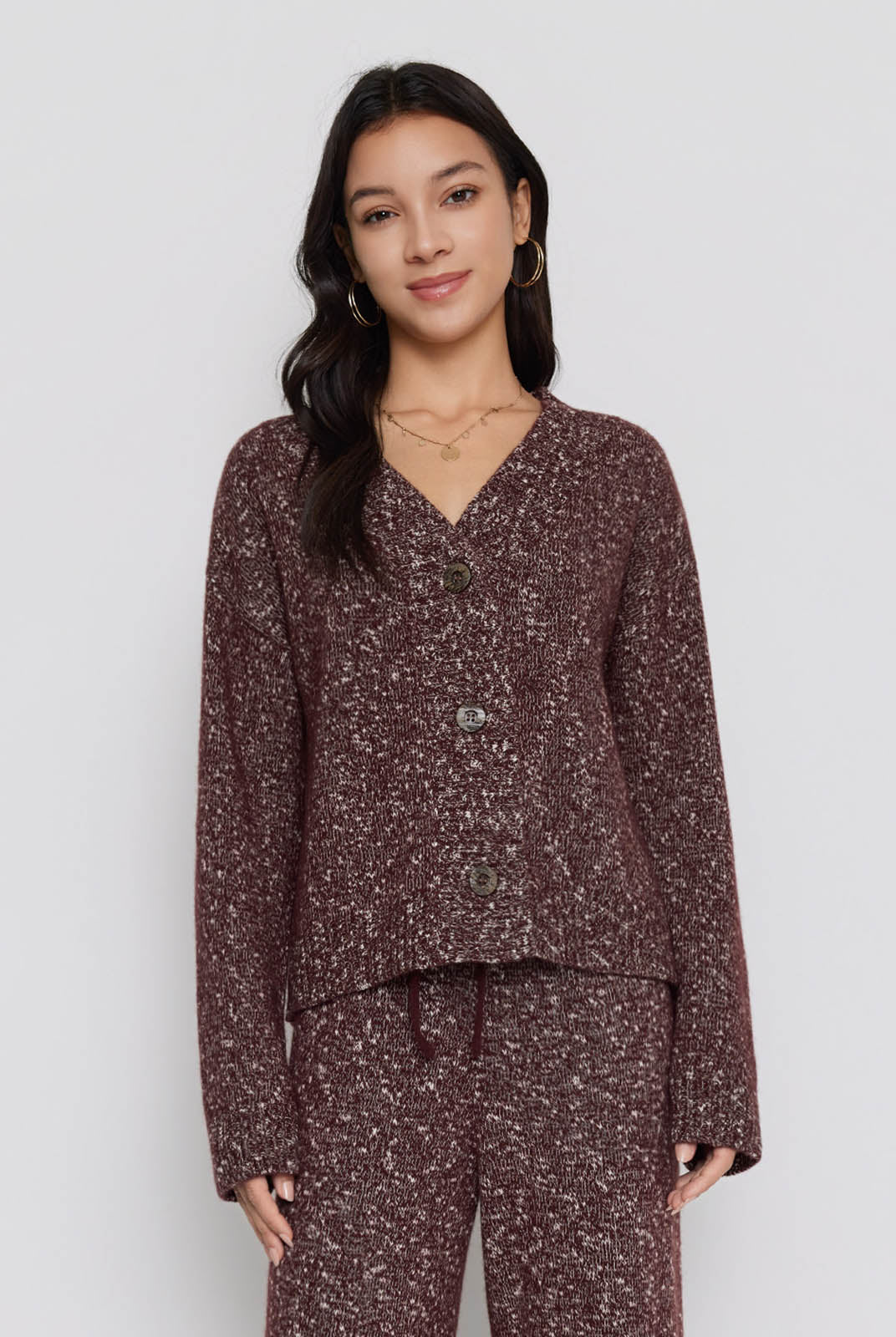 ASOBIO Wool-Blend V-Neck Cardigan