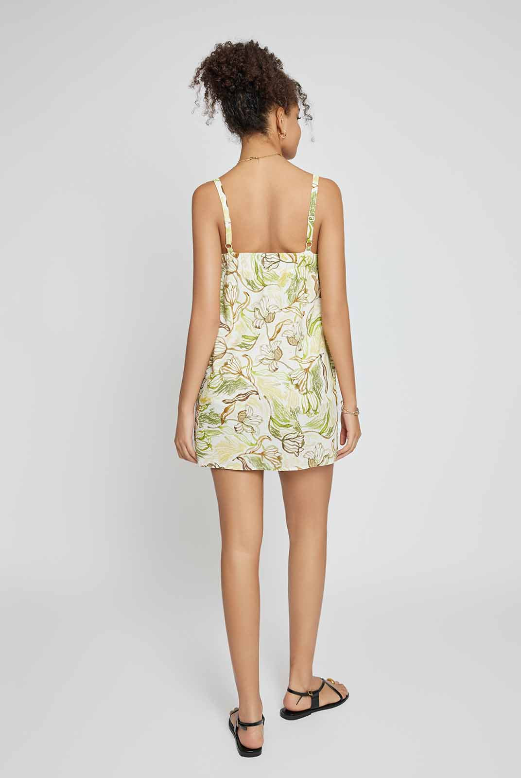 Adjustable Strap Ramie-Blend Skort