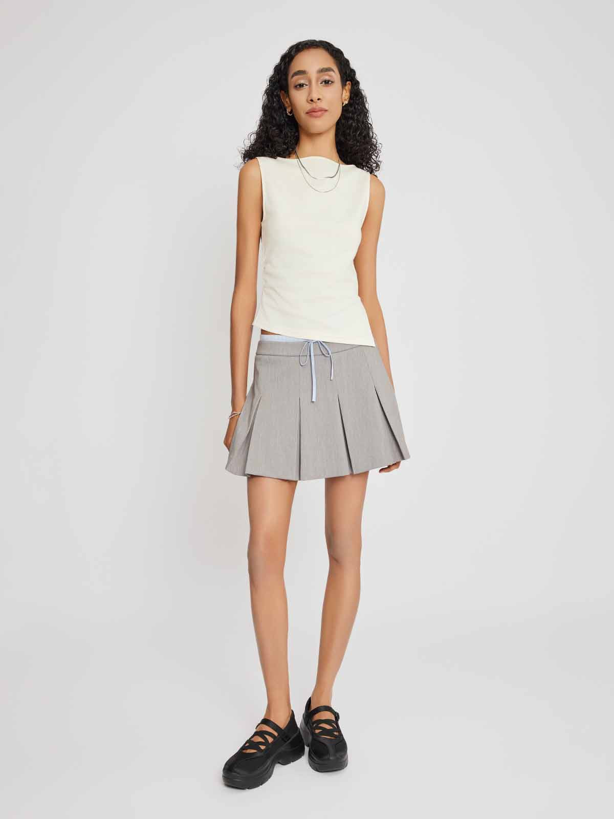 Ruched Side Asymmetrical Hem Sleeveless Top