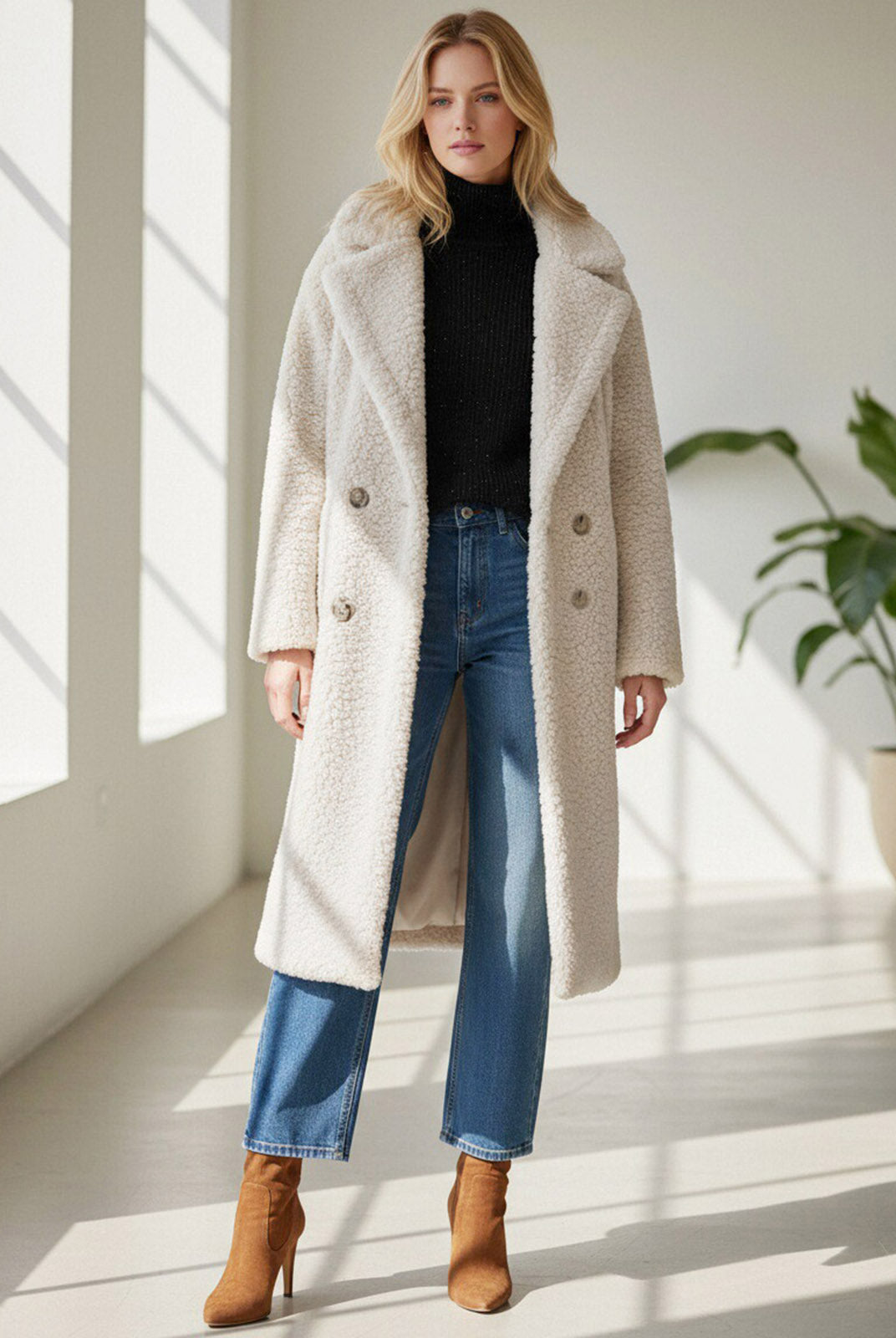 ASOBIO Long Faux Fur Coat