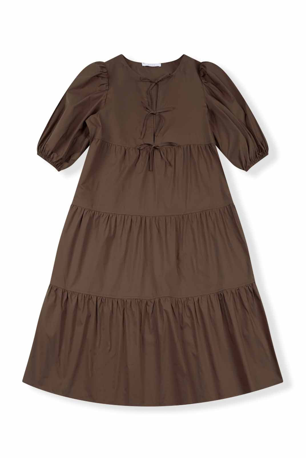 Bow Tie Front Tiered Midi Dress