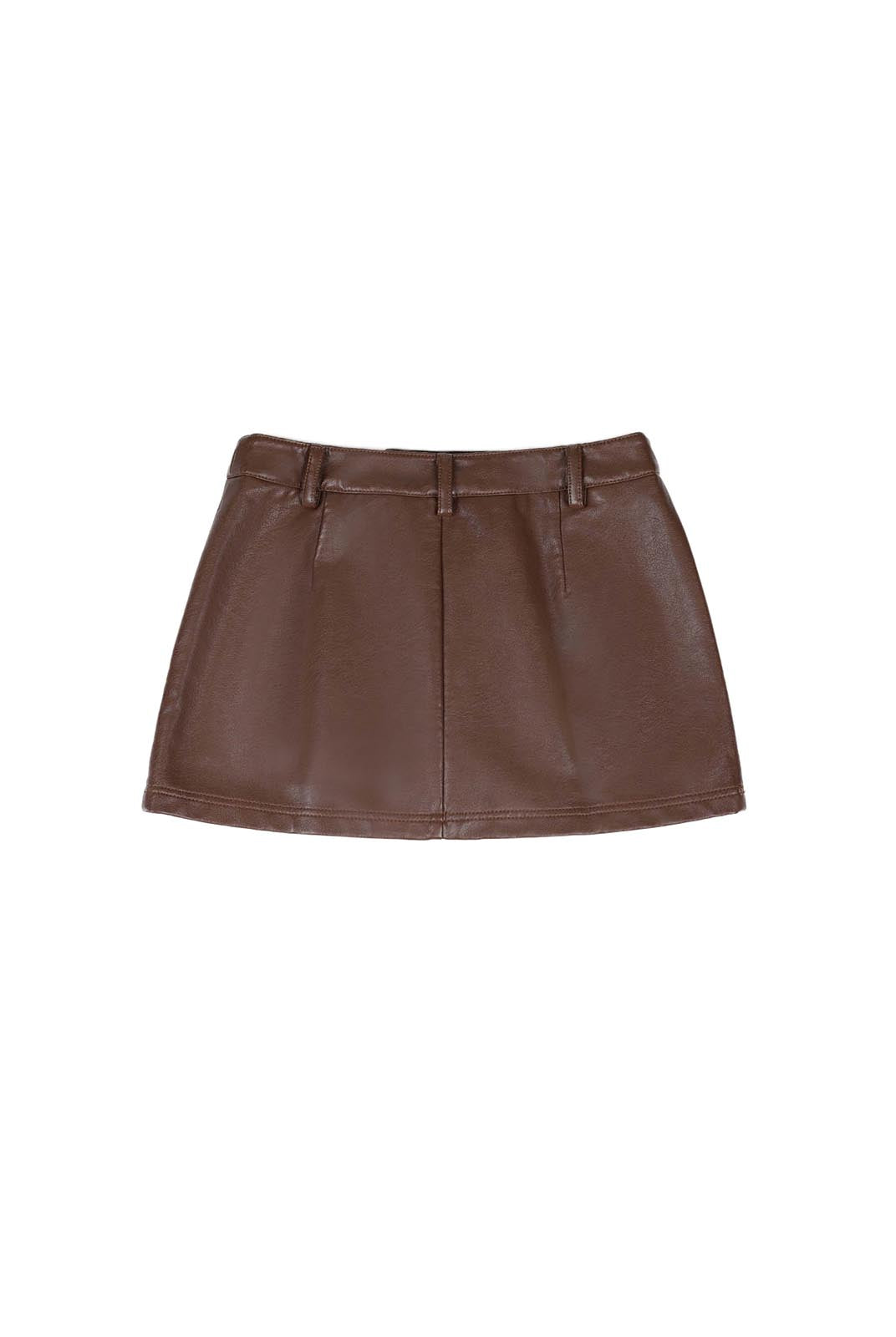 ASOBIO Mid-Low Vintage PU Textured Mini Skirt