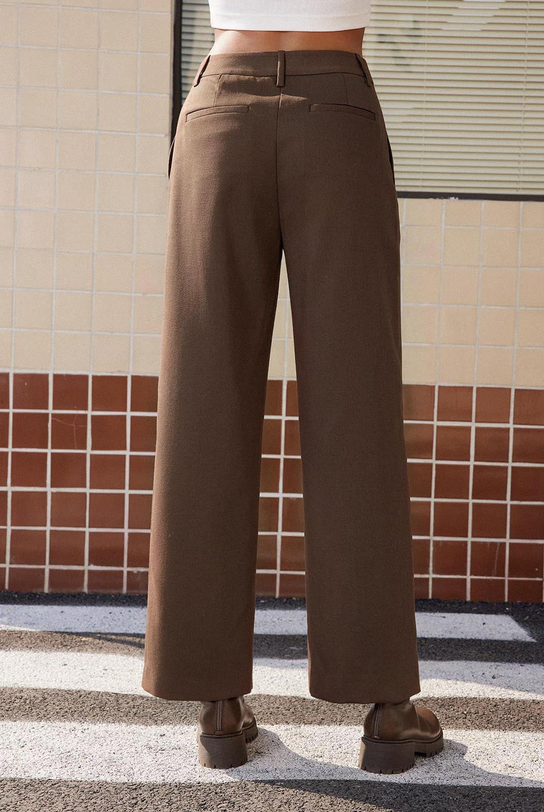 ASOBIO Soft Structured Mid-Waist Straight-Leg Trousers
