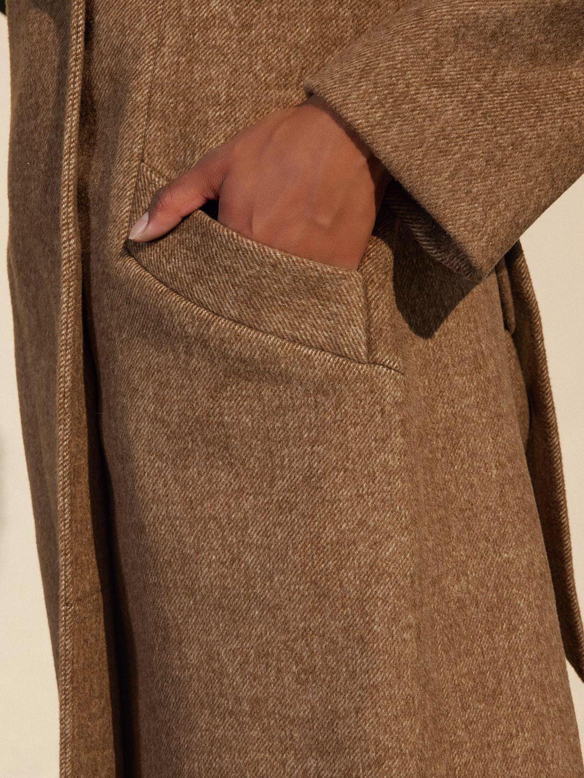 ASOBIO Tailored Funnel-Neck Button-Up Wool Coat