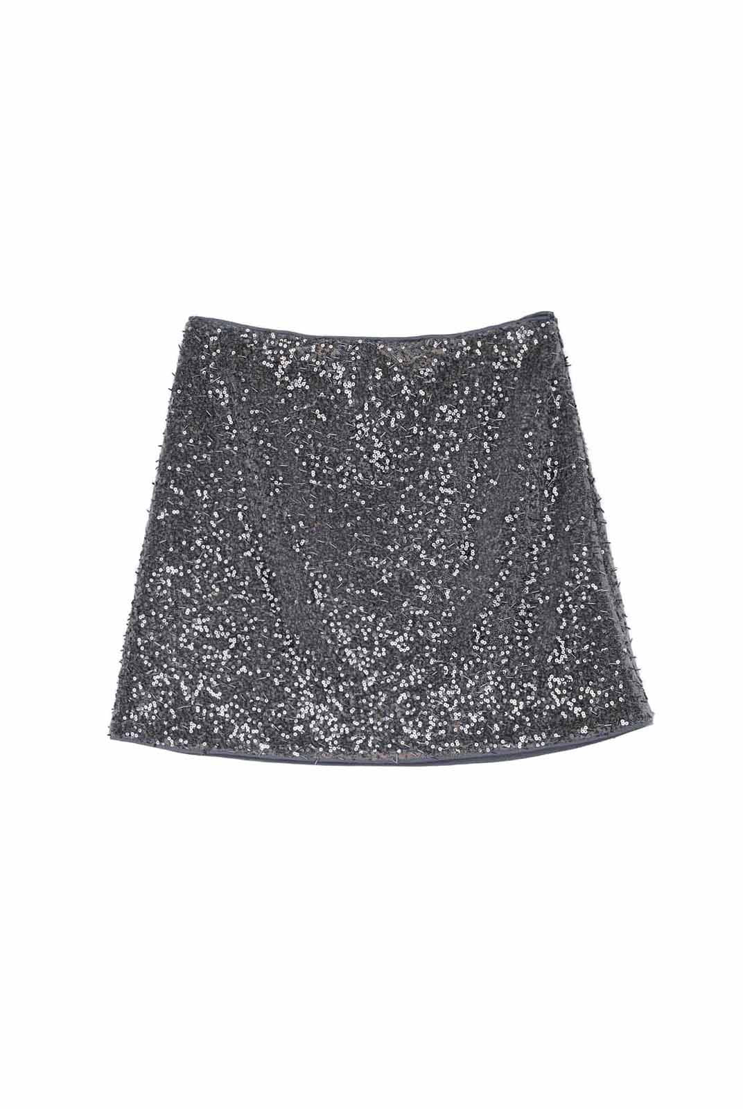 ASOBIO Sequin Sheer Mini Skirt