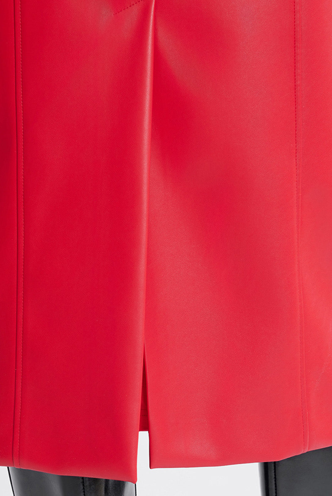 ASOBIO Square Neck Faux Leather Midi Dress