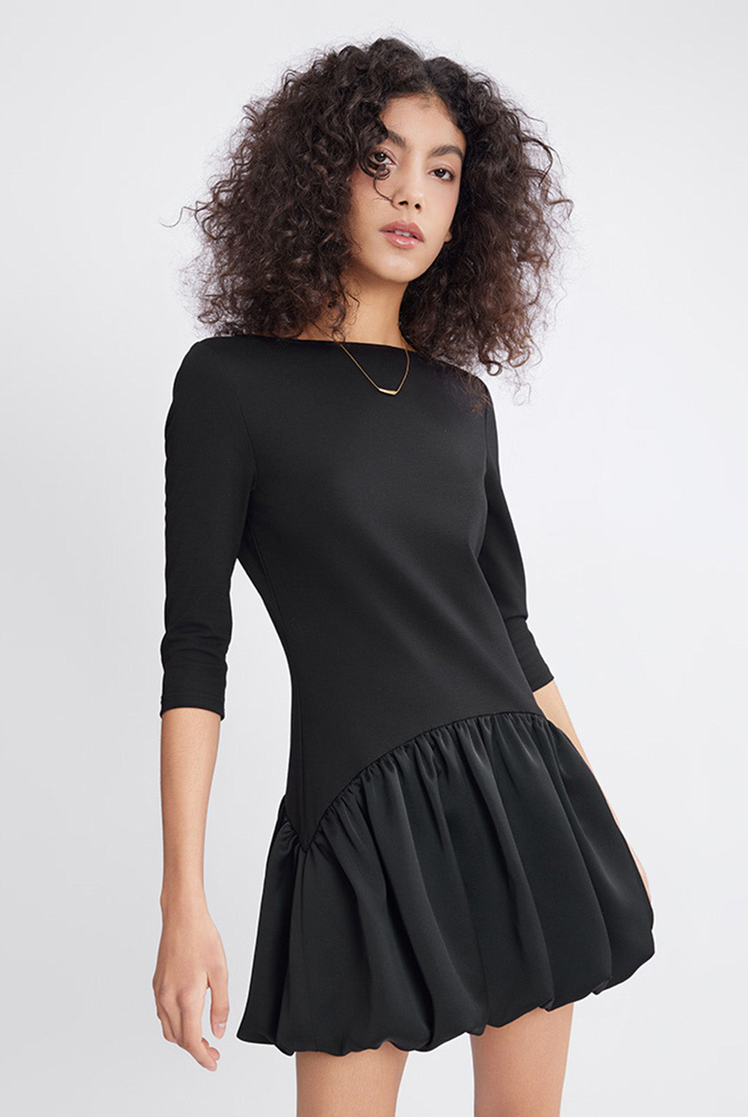ASOBIO Boatneck Knitted Bubble Hem Skort Dress