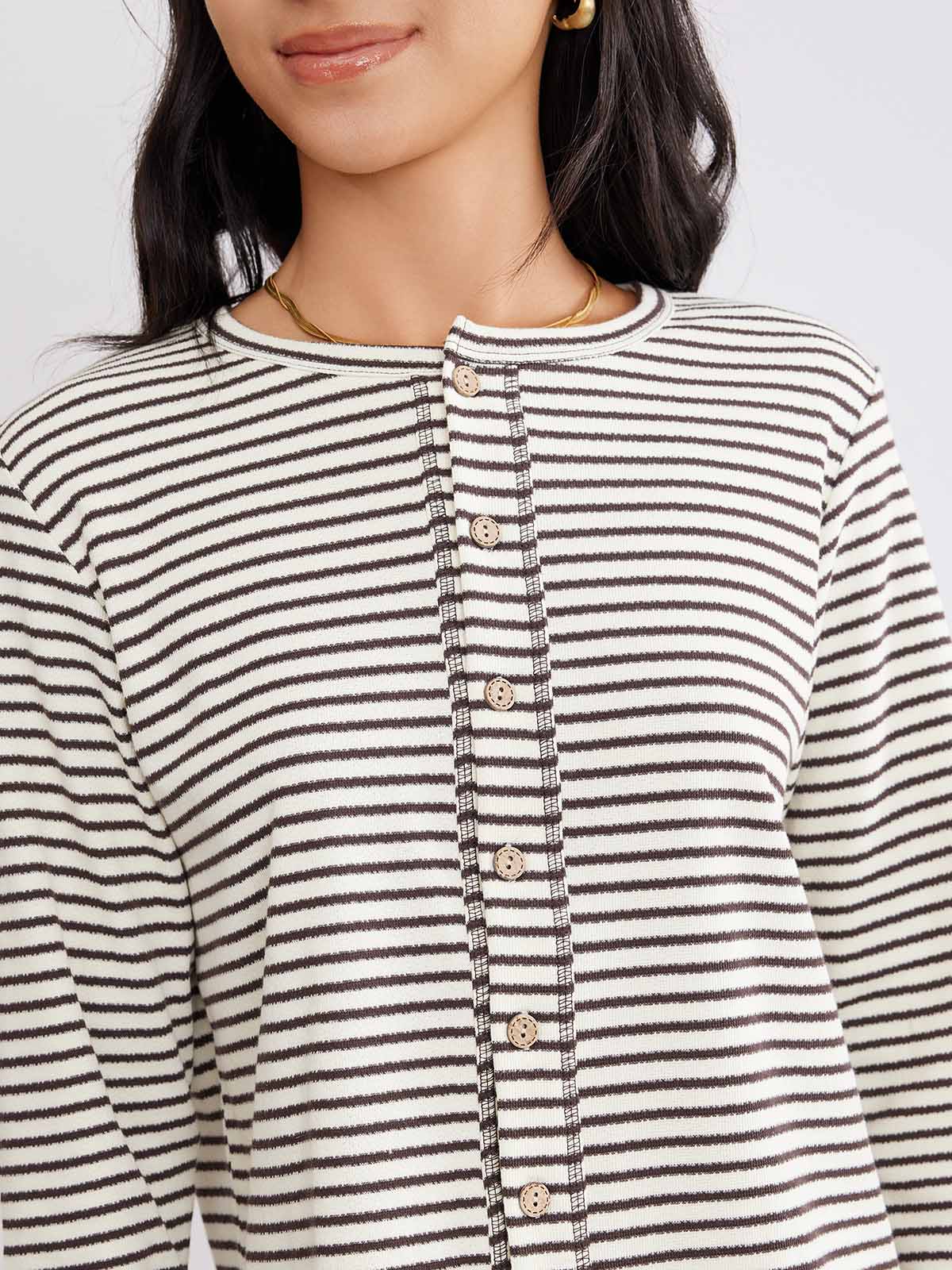 ASOBIO Striped Knit Cardigan