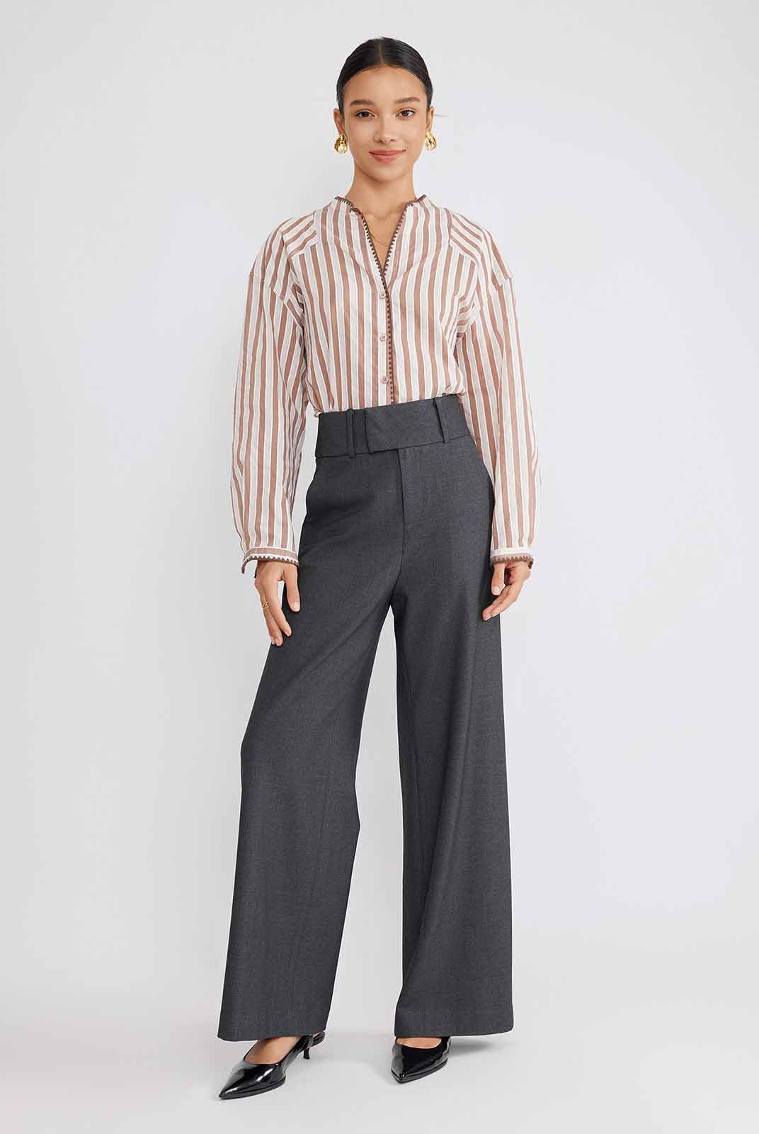 ASOBIO Wool Blend Wide-Leg Trousers