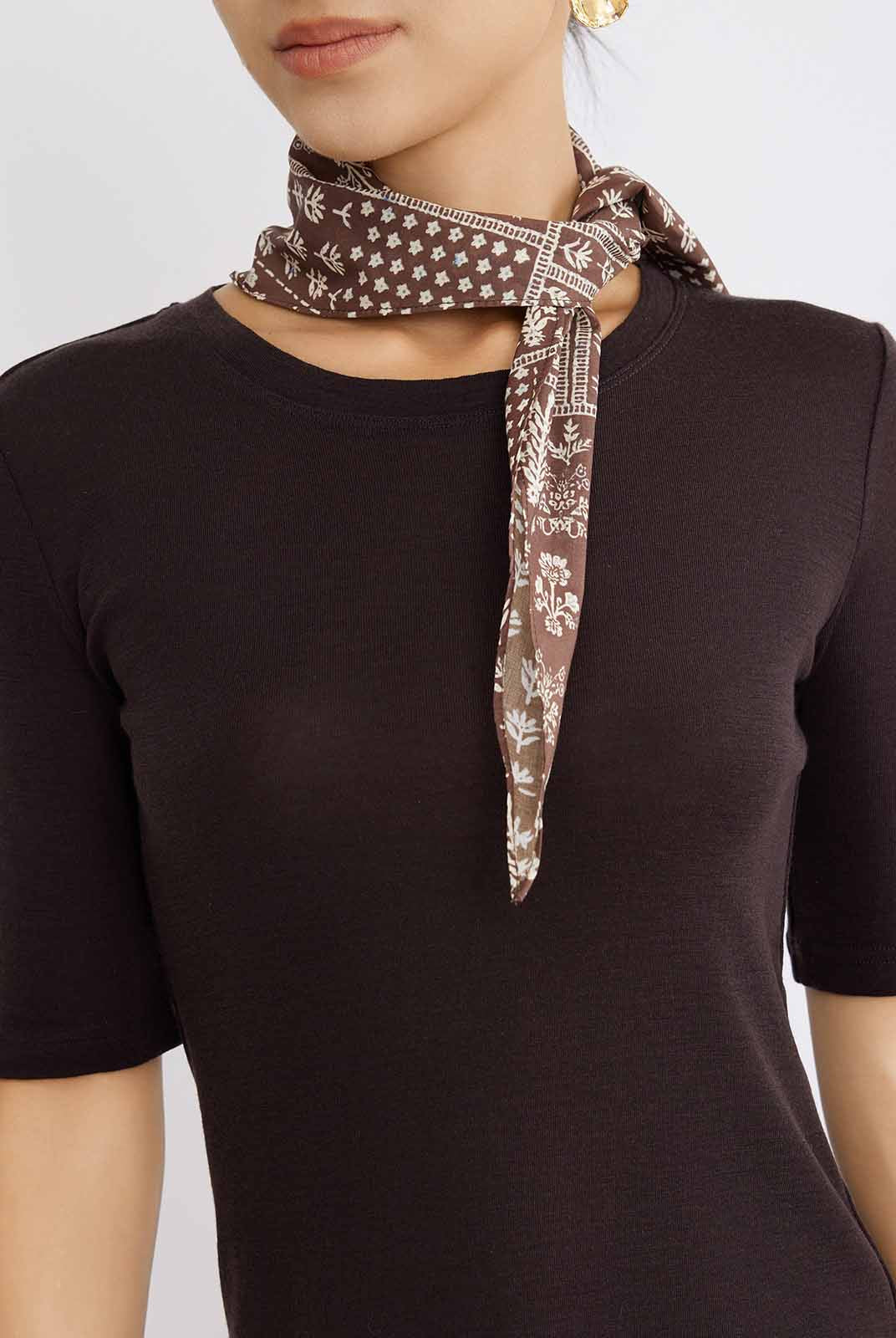 ASOBIO 100% Wool Cropped Knit T-Shirt & Scarf