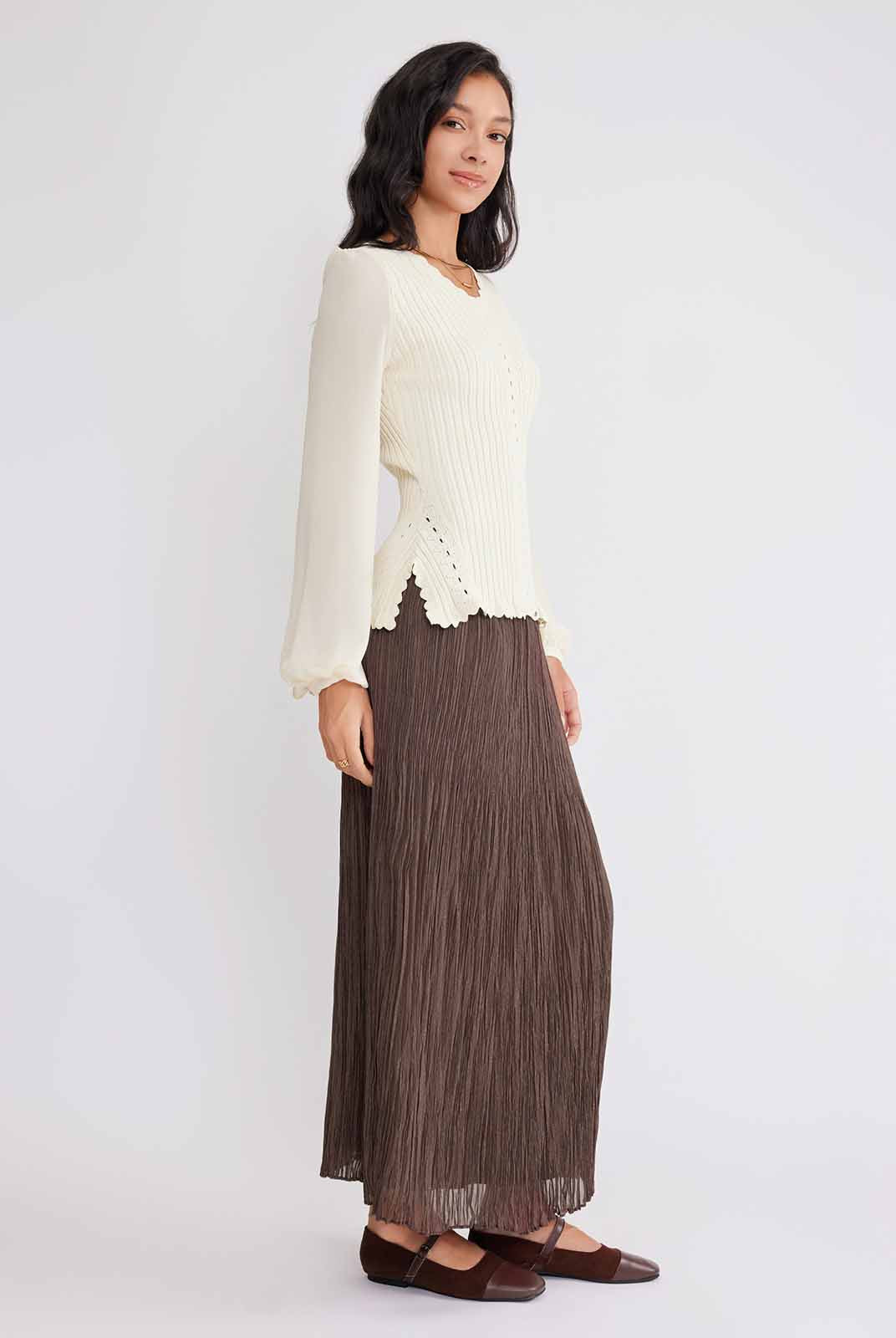 ASOBIO Knit Puff-Sleeve Top